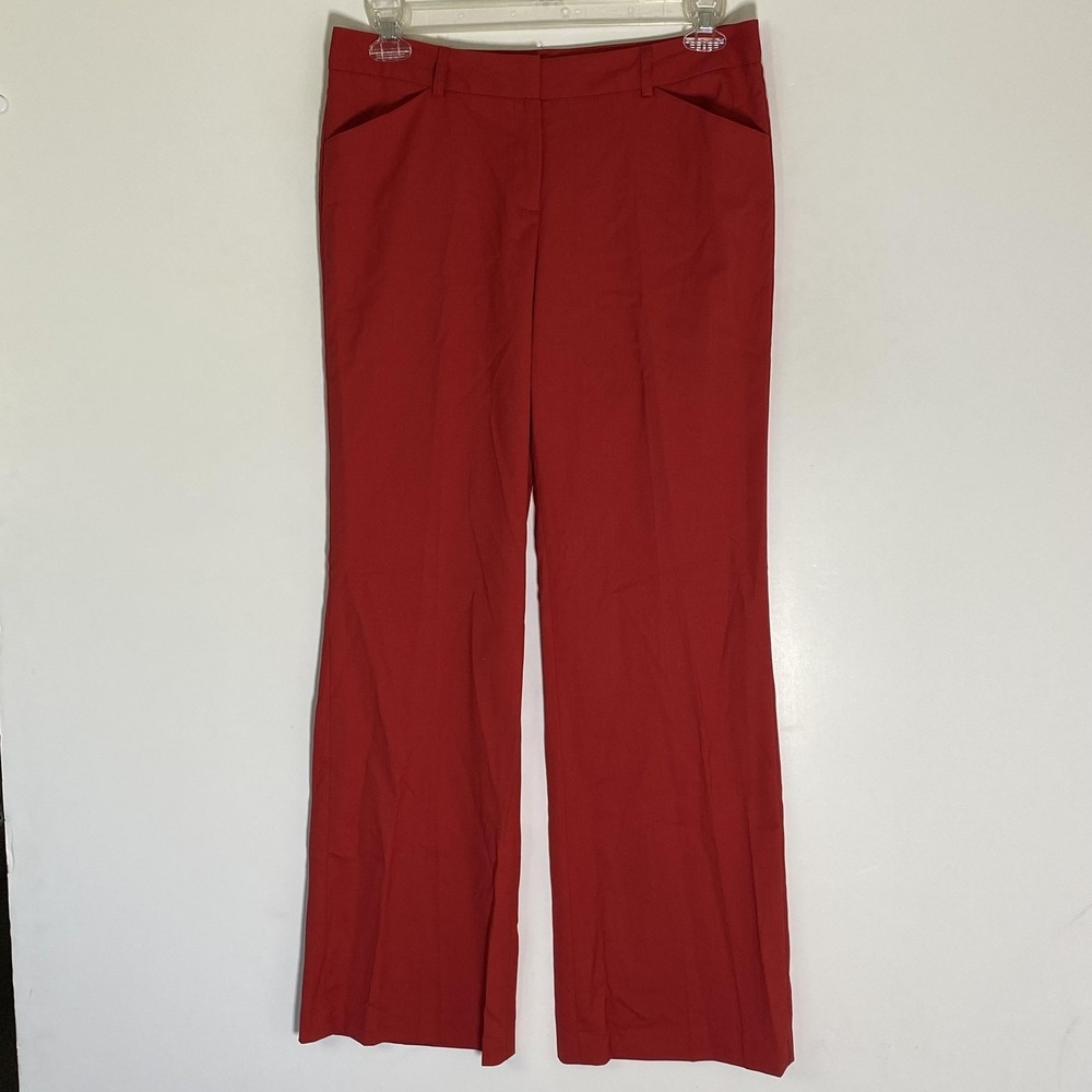 New Directions Dress Pants Womens 10 Red Stretch Straight Leg Career Pockets